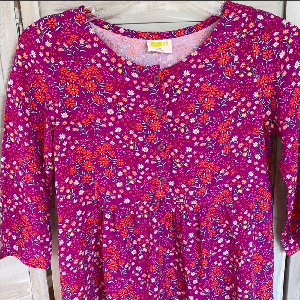Crazy 8 dress magenta purple floral long sleeve girls size 10 NWT - Picture 3 of 8